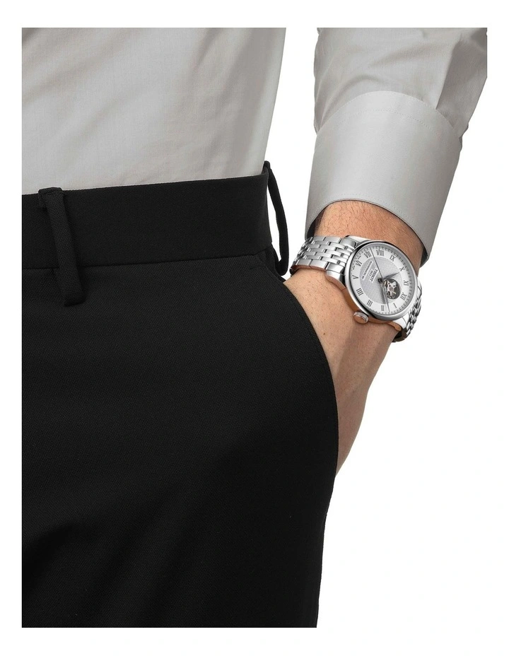 Le Locle Powermatic 80 Open Heart T0064071103302 Watch in Silver
