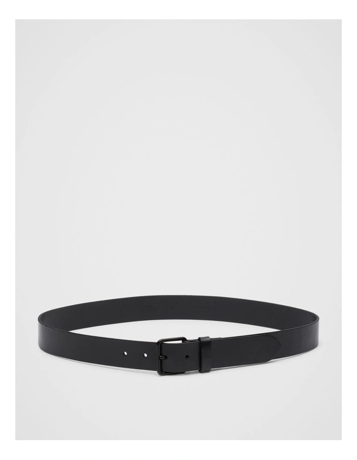 Bryant Logo Leather Belt in Black