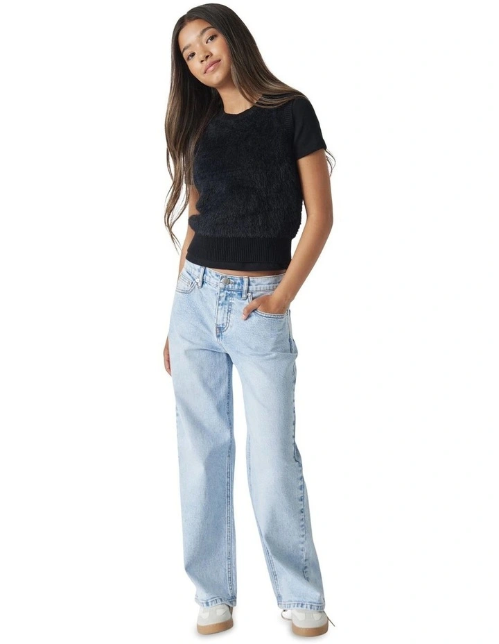 Lucy Fluffy Crop Top in Black