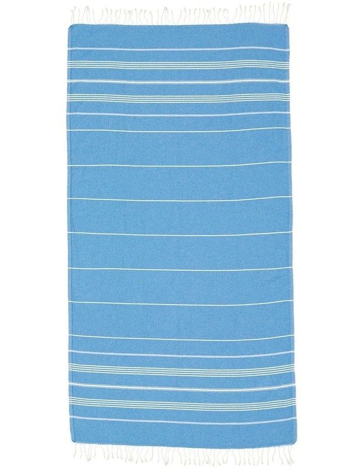 Thin Turkish Towel in Light Blue/White
