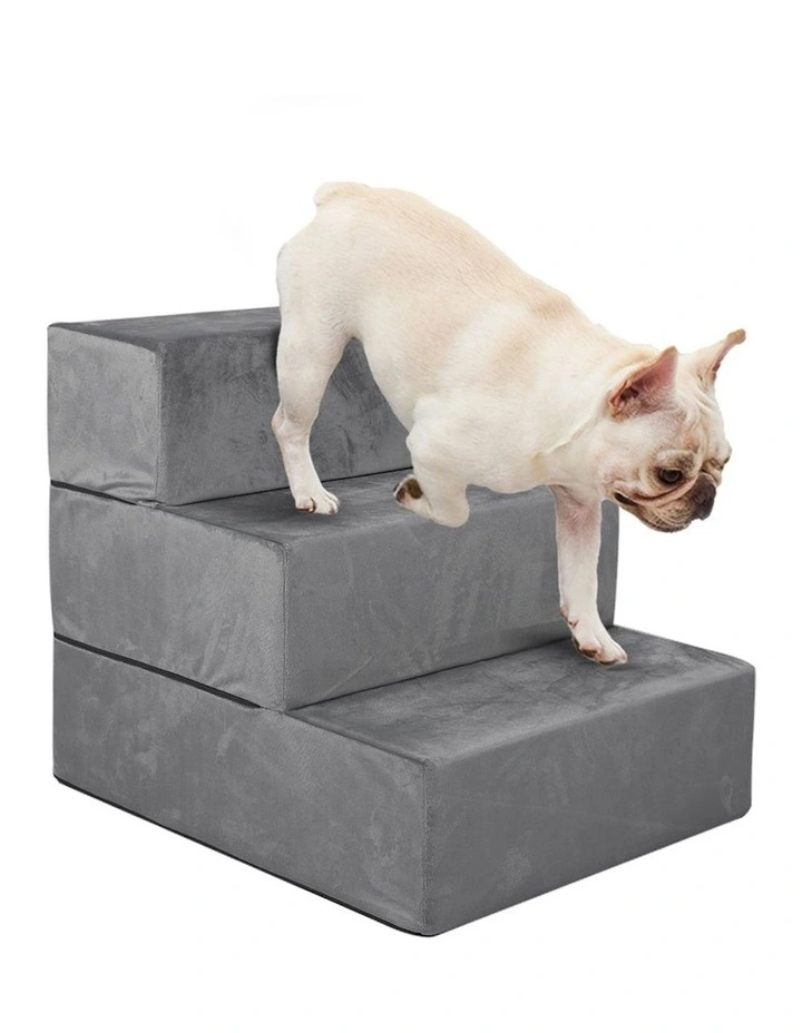Portable Medium Pet Stairs 3 Steps in Grey