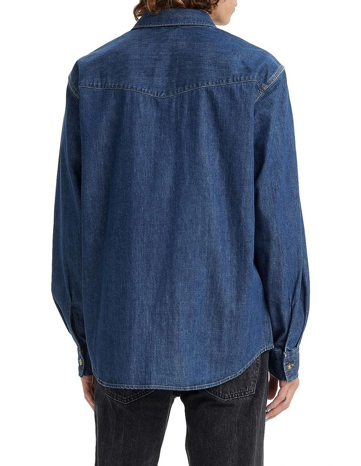 Relaxed Fit Western Shirt in Blue