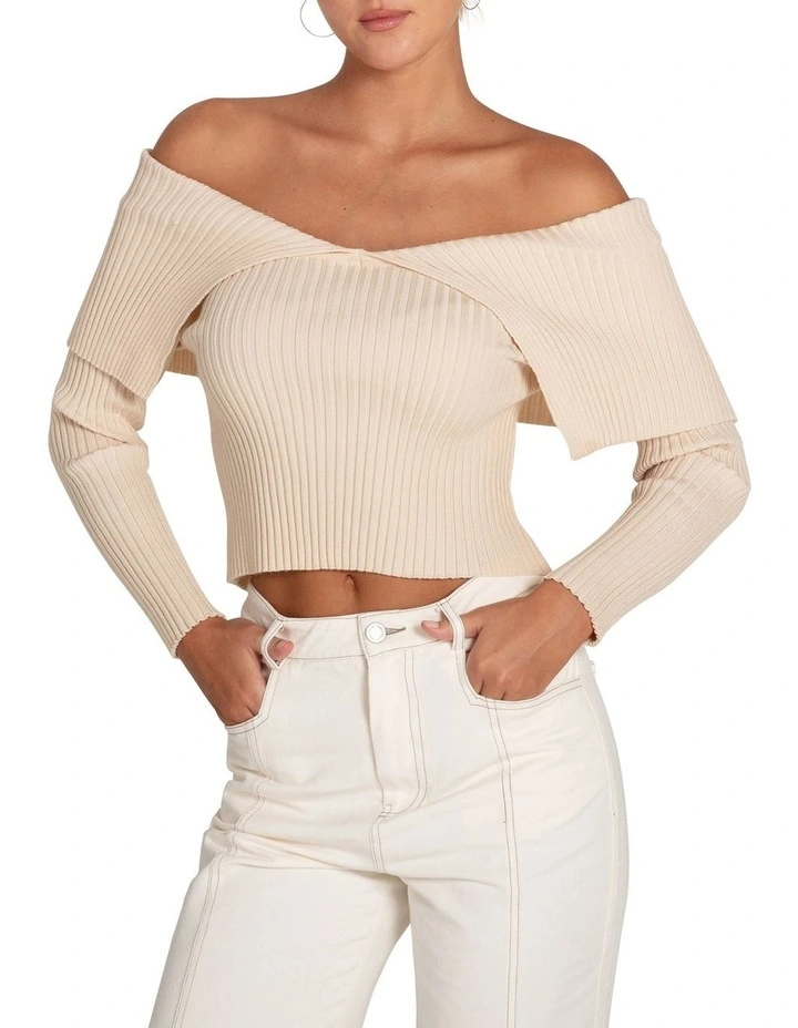 More Than Words Collared Knit Top in Cream