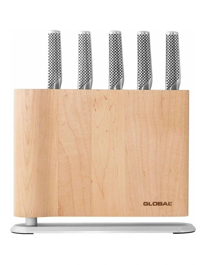Uku 6 Piece Knife Block Set in Light Brown