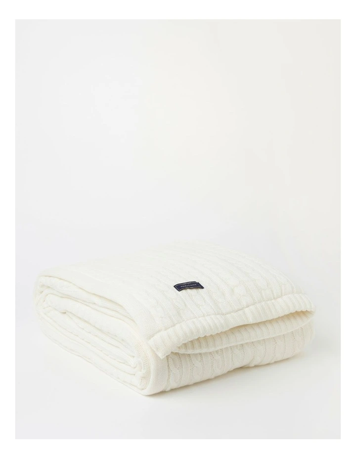 Knitted Faux Fur Blanket in White