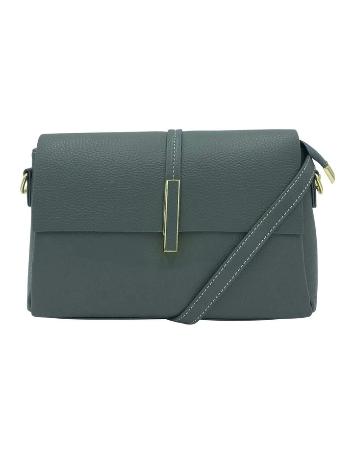 Lola Flap Leather Crossbody Bag in Pine