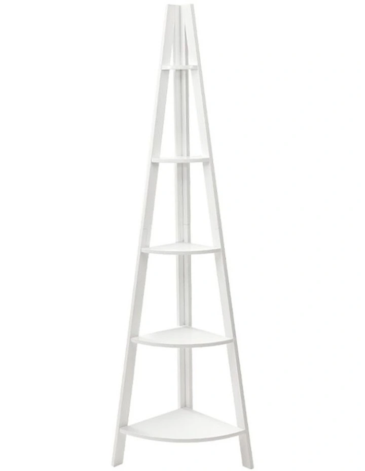 5 Tier Corner Ladder Display Shelf White