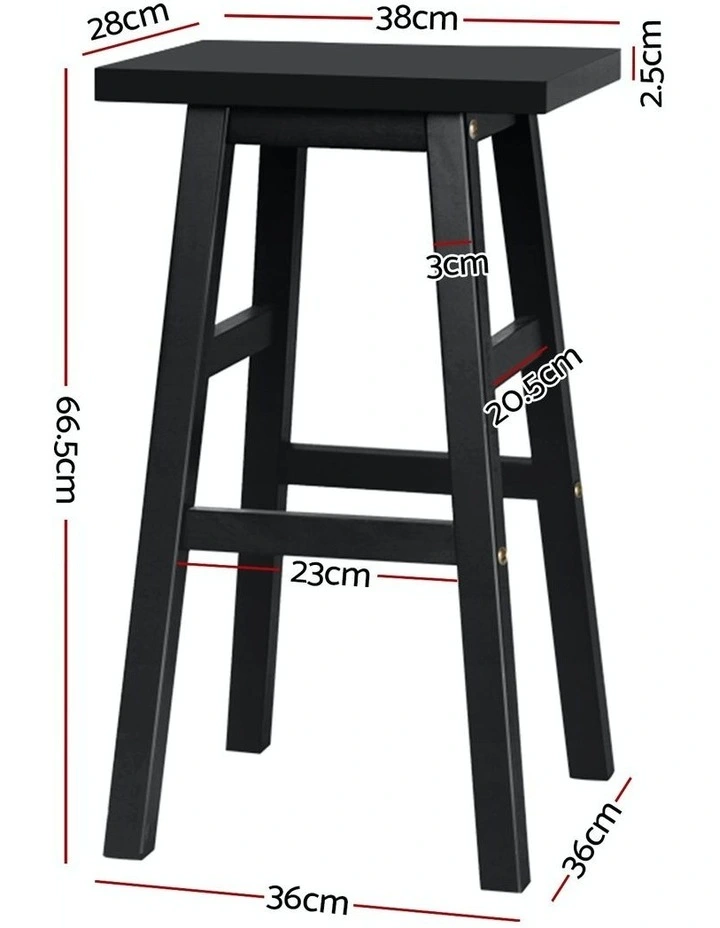 Wooden 4x Bar Stools Kitchen Chairs in Black