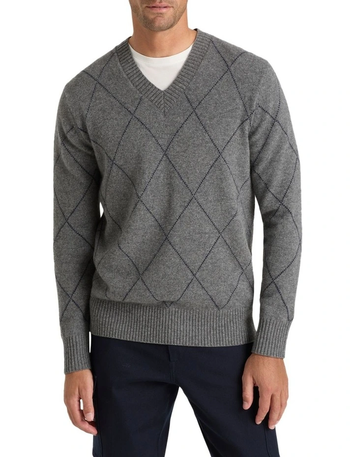 Raker Vee Sweater in Charcoal Melange