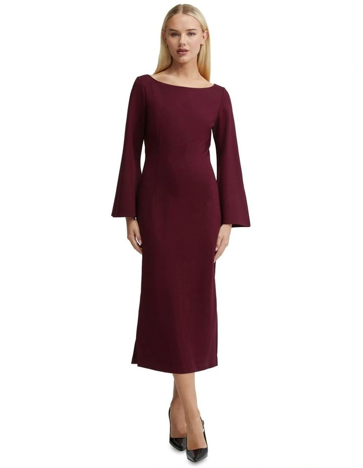 Brailey Ponti Dress in Deep Red