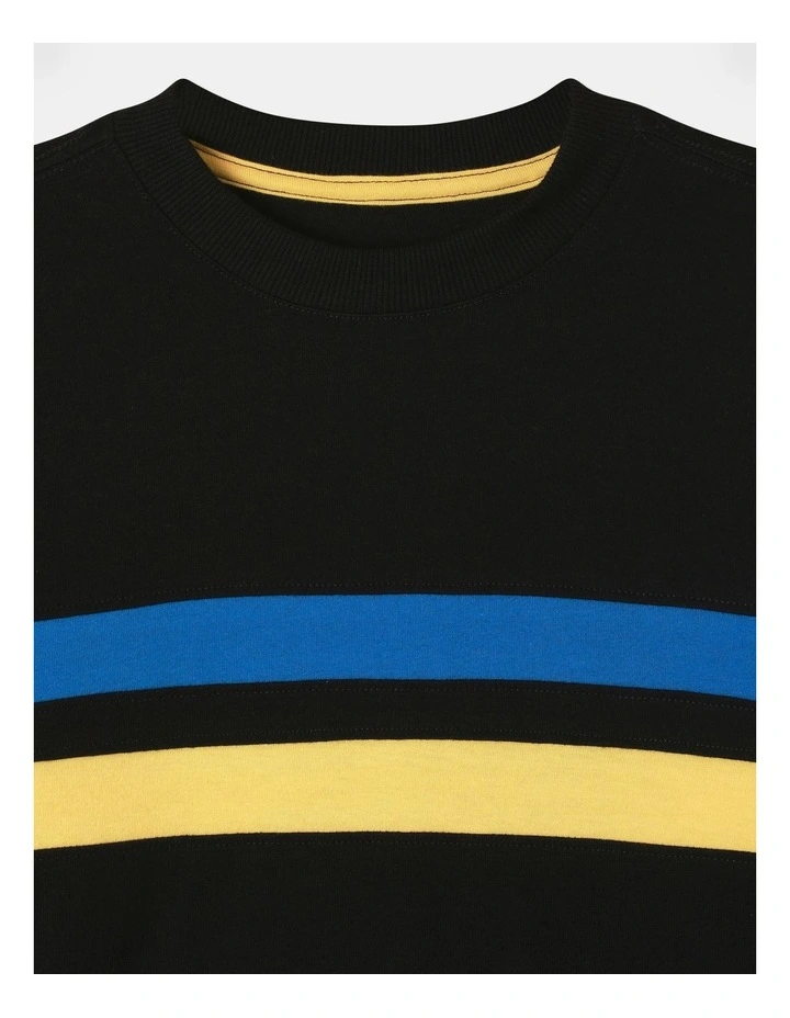 Long Sleeve Splice Tee in Black