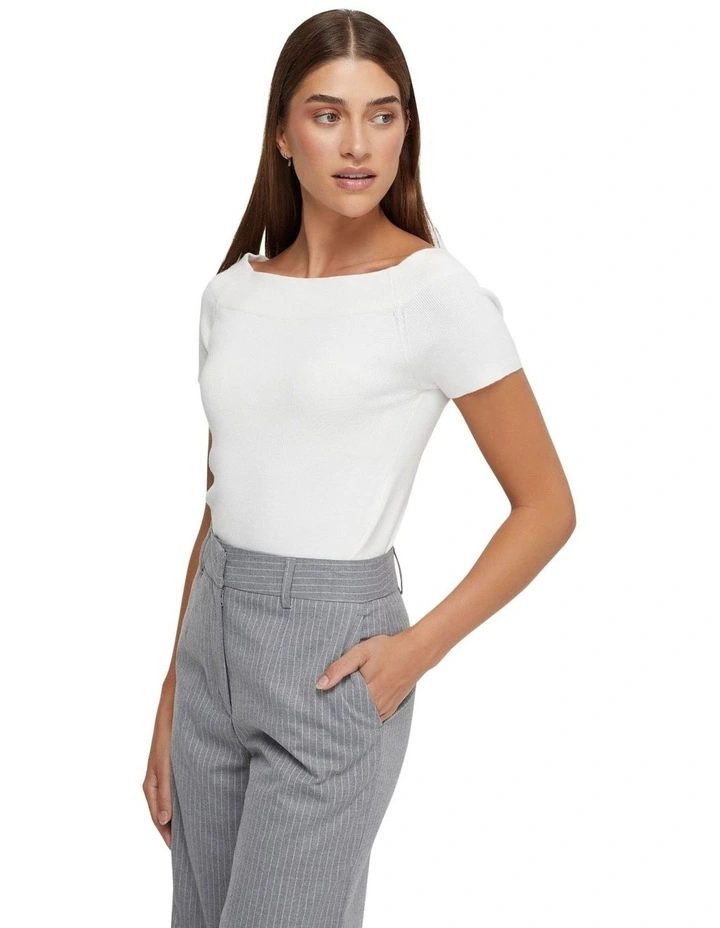 Ciara Off Shoulder Knit Top in Ivory