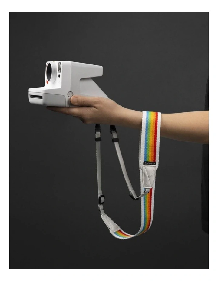 Flat Camera Strap Rainbow and White
