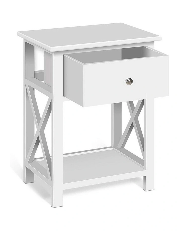 1 Drawer EMMA Bedside Table in White