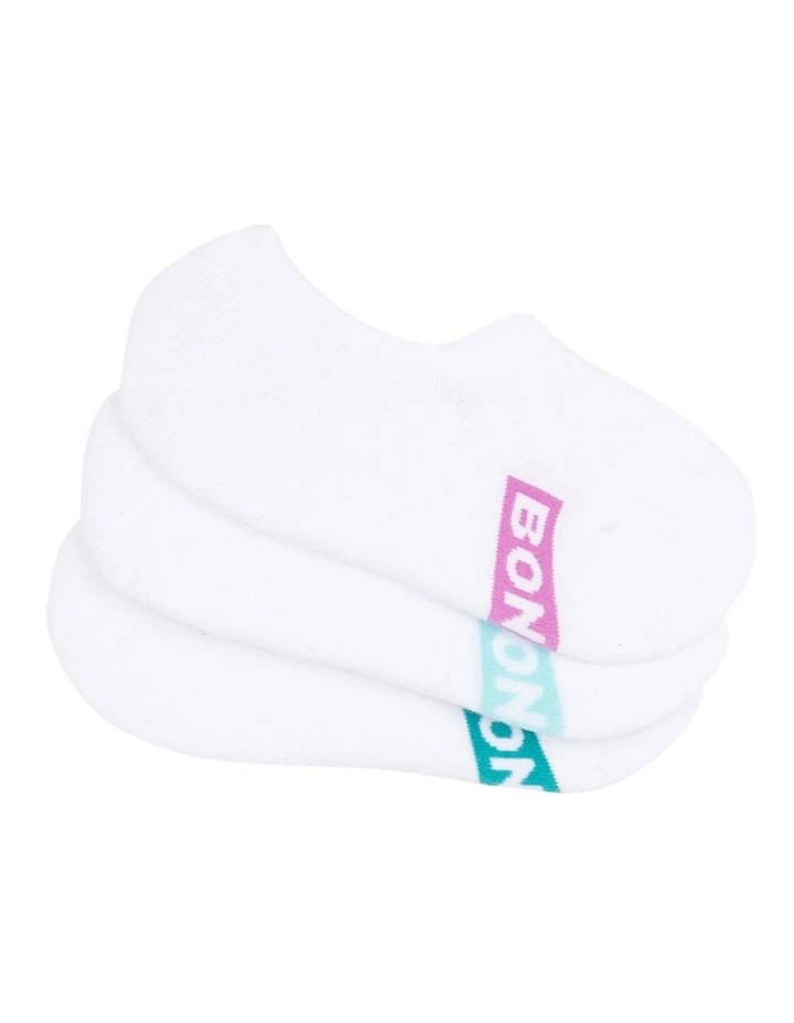 Womens Logo Cushioned Sneaker Socks 3 Pack in White Pack_11K