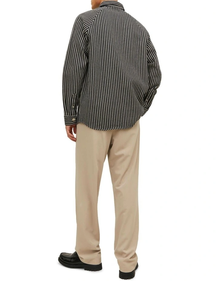 Team Raglan Long Sleeve Stripe Overshirt in Dark Navy