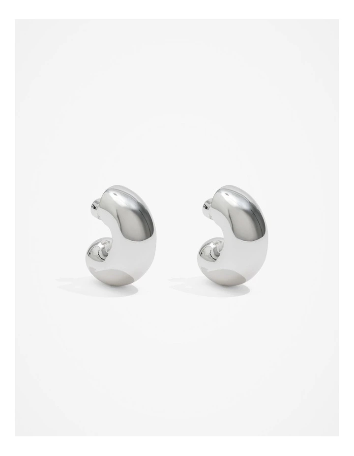 Statement Round Hoop Earring in Silver