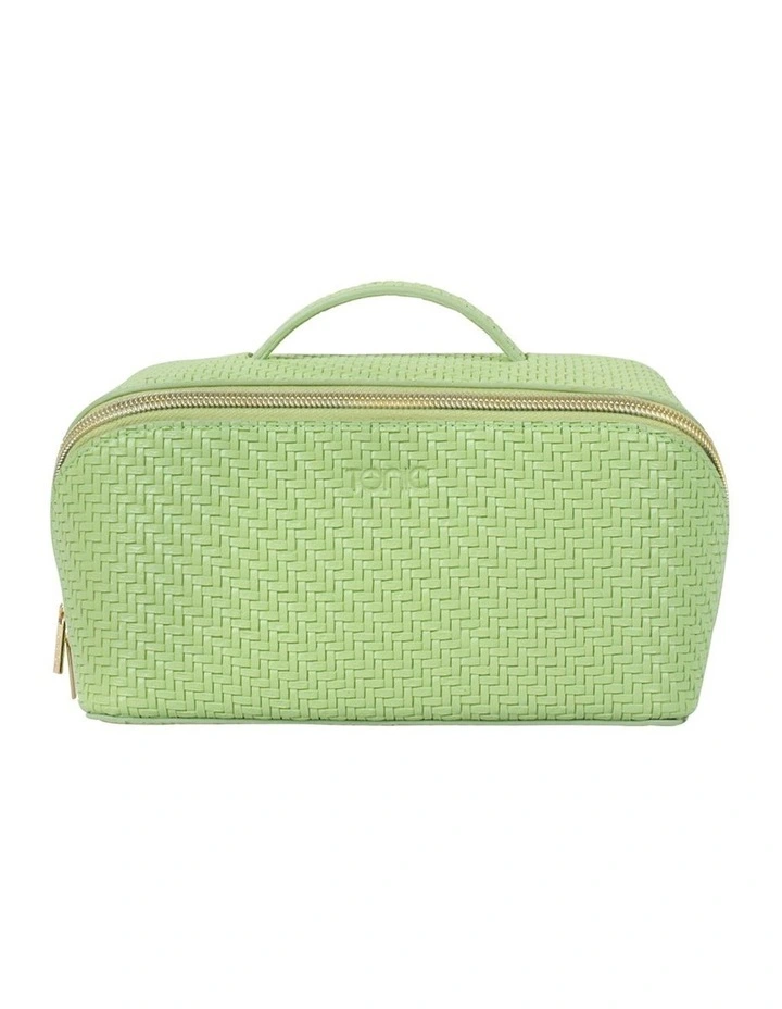 Herringbone Beauty Bag Medium in Pistachio