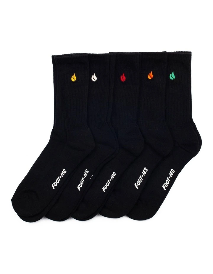 Blaze 5 Pack Crew Sneaker Socks Black