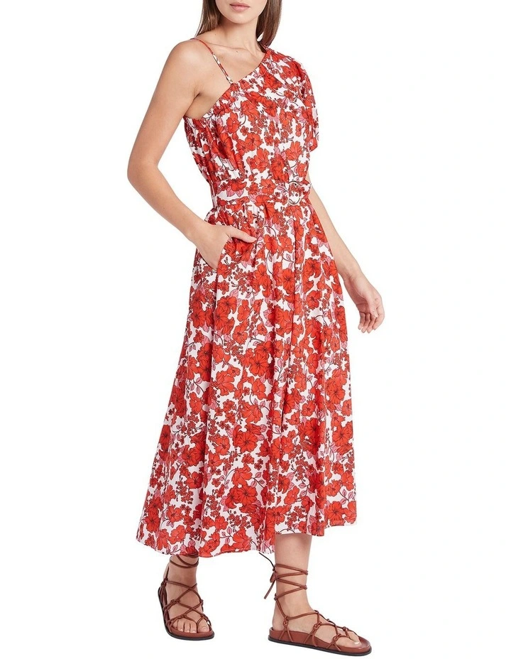 Bobbi One Shoulder Dress in Poppy