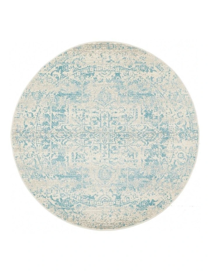 Evoke Glacier Transitional Round Rug in White Blue