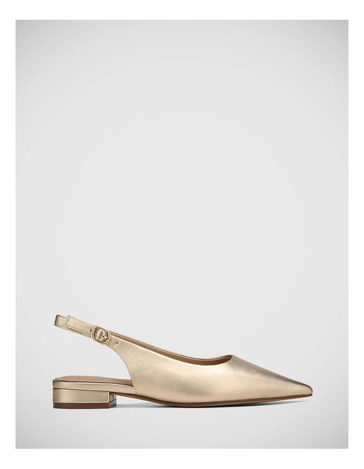 Mera Metallic Leather Slingback Ballet in Champagne
