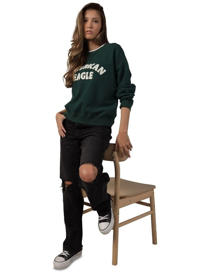 Funday Graphic Sweatshirt in Green Envy