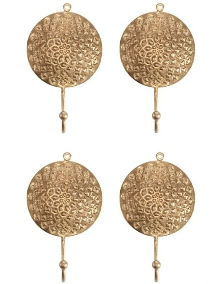 Mandala Wall Hooks 4 Piece in Antique Gold