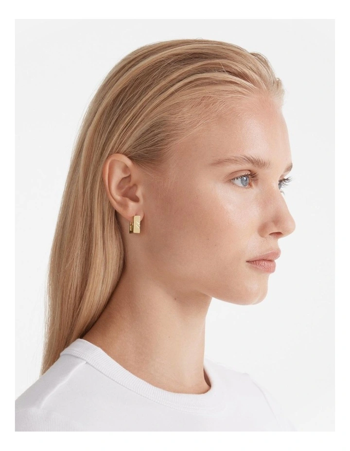 Instrumental Square Huggie Hoop Earrings in Gold