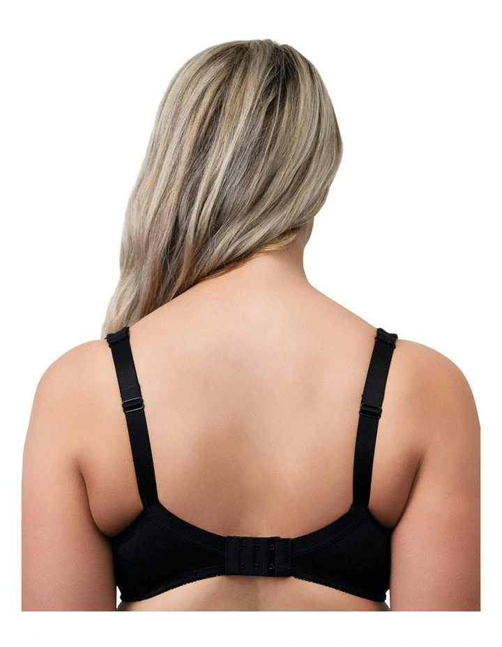Comfortable Cotton Lined Wide Strap Wirefree Bra in Black
