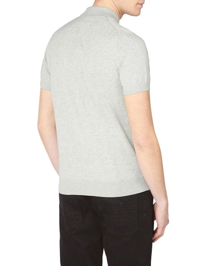 Signature Knitted Short Sleeve Polo Grey