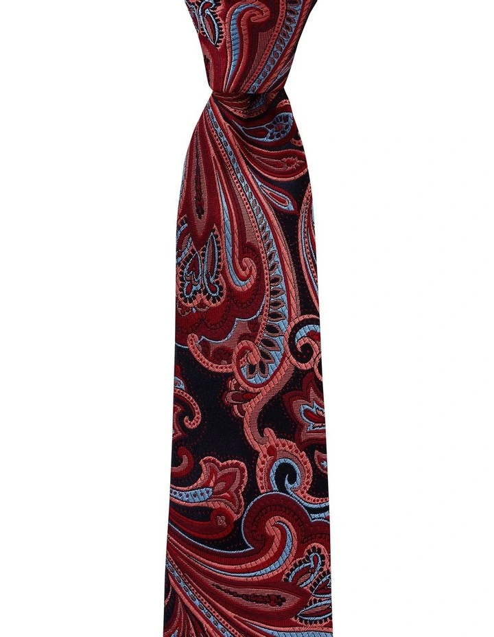 Raso Paisley Silk Tie in Red