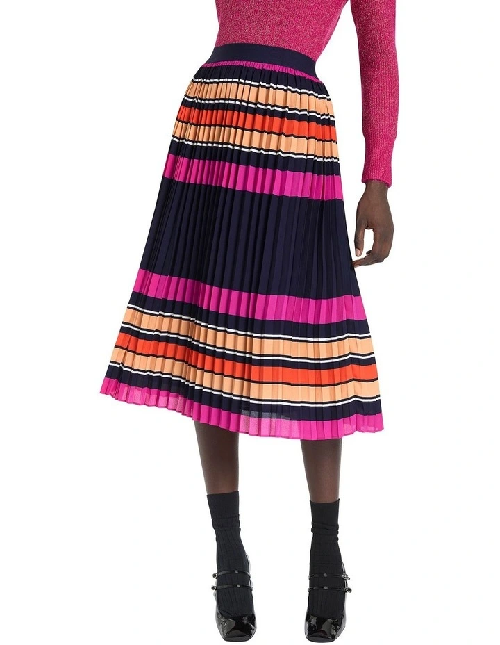 Rae Stripe Skirt in Navy Stripe