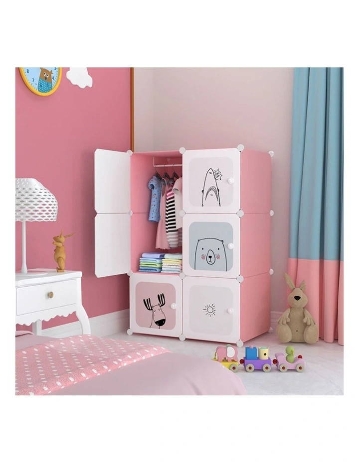 6 Cubes Portable Wardrobe in Pink