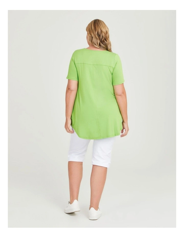 Bamboo Base Short Sleeve Top in Lime Green