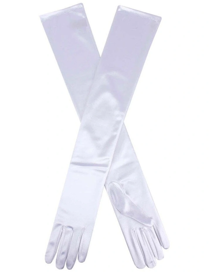 Satin Finish Opera Gloves in White