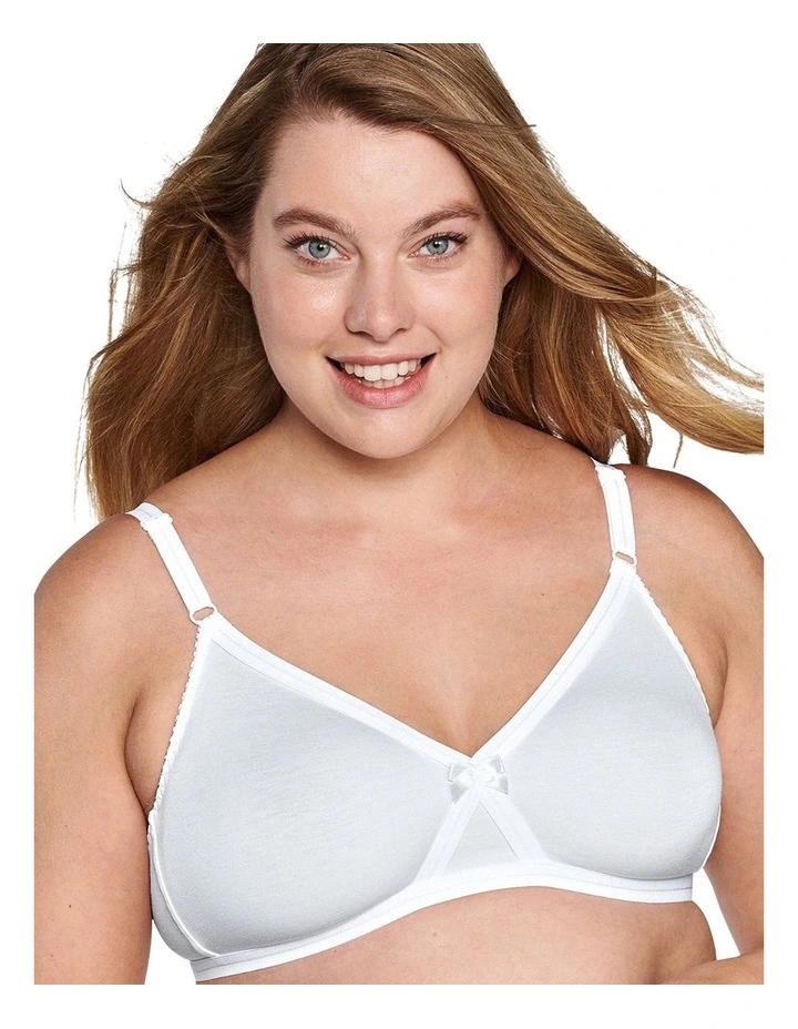 Firm Support Wirefree Cotton Bra in White