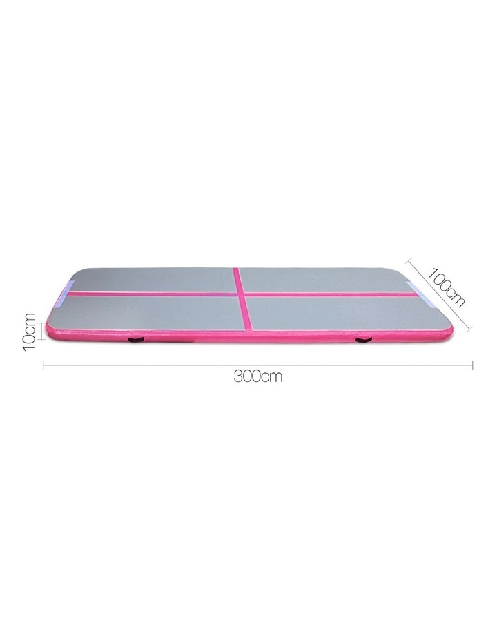 Inflatable Air Track Mat Gymnastic Tumbling 3m x 100cm Pink & Grey