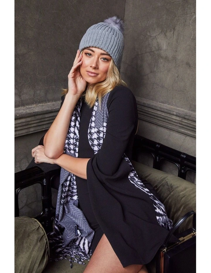 Valentine Wool Blend Beanie in Grey
