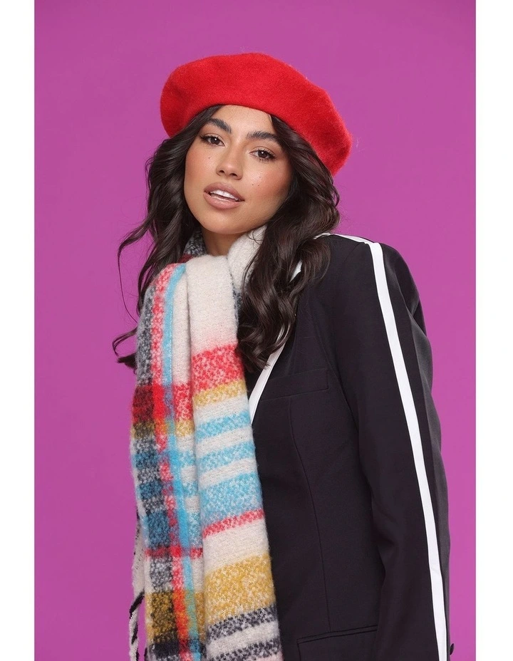Lisa Wool Blend Beret in Red