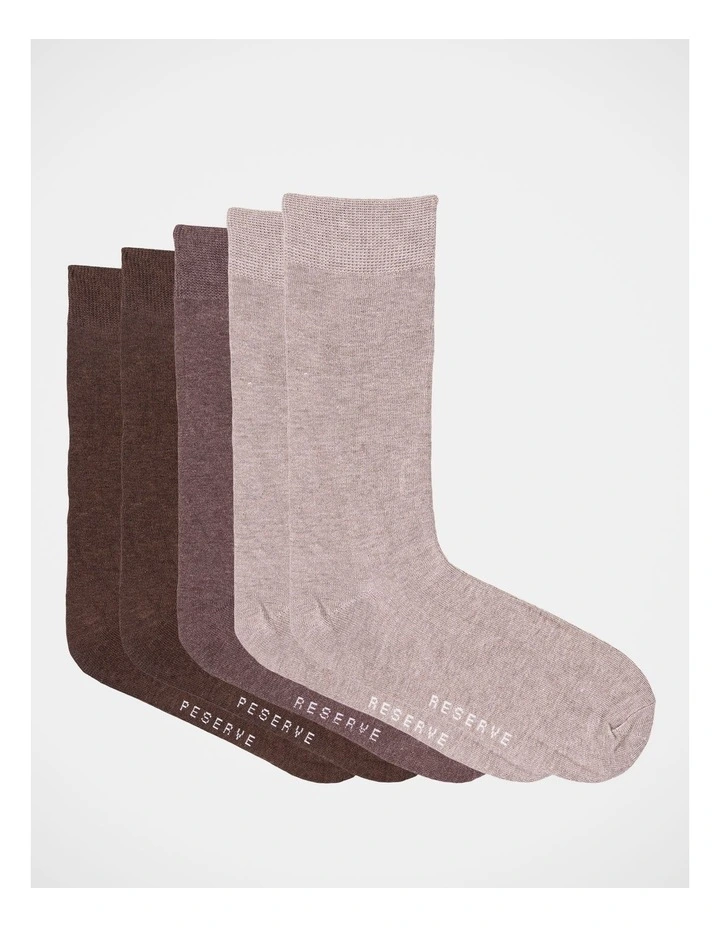 Bamboo Plain Socks 5 Pack in Brown