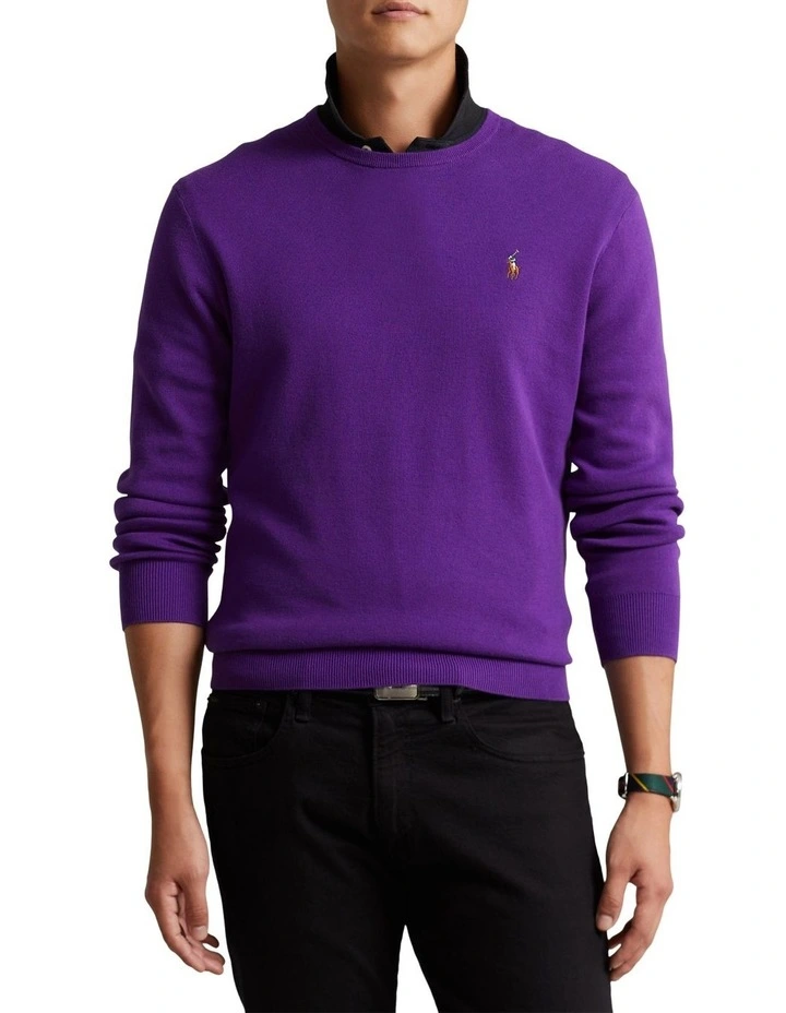 Cotton Crewneck Sweater in Purple