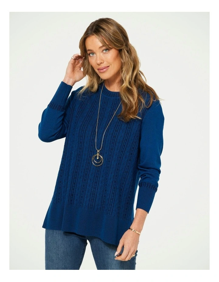 Francine Crew Neck Sweater in Navy