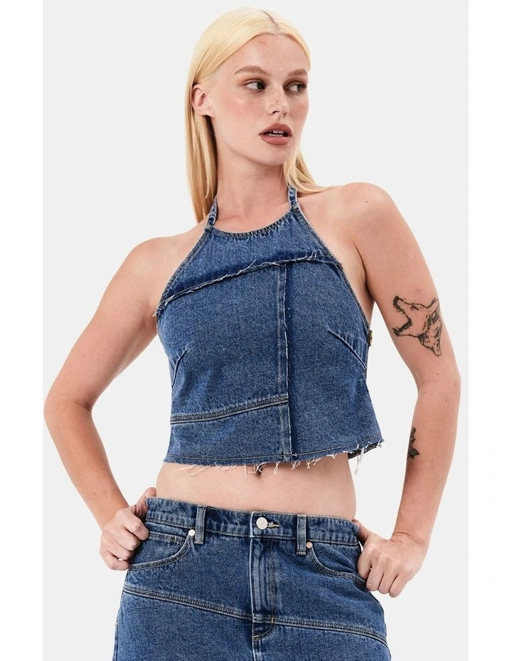 Chantell Patch Halter Top in Blue