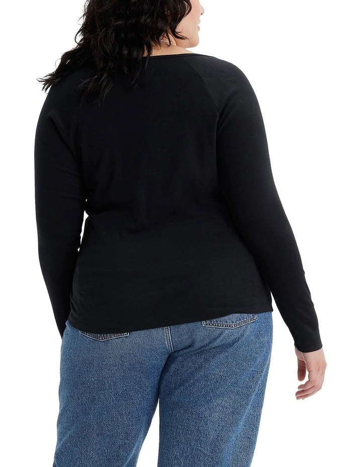 Heavenly Long-Sleeve Top (Curve) in Caviar