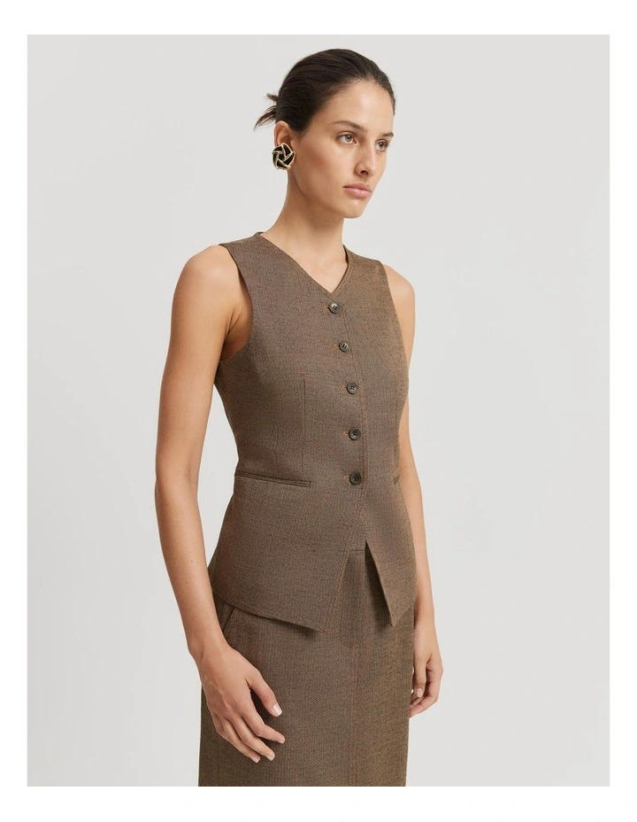 Herringbone Vest in Fawn
