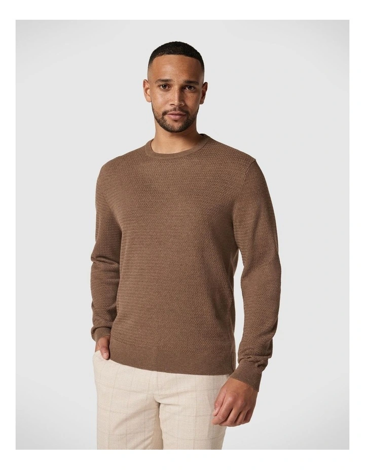 Classic Crew Neck Jumper in Brown Marle