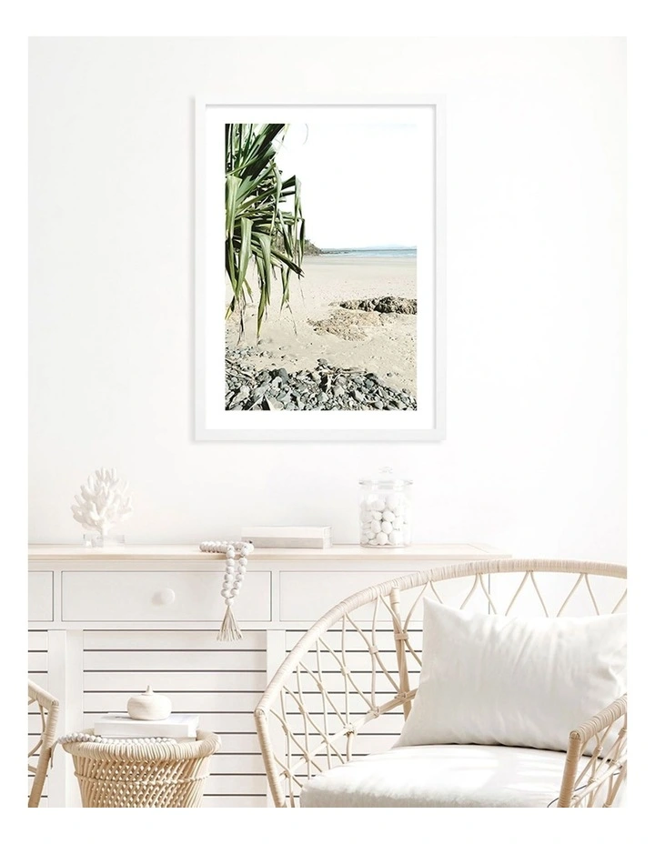 Australian Made Wategos Beach Outlook Art Print A2 in White Frame