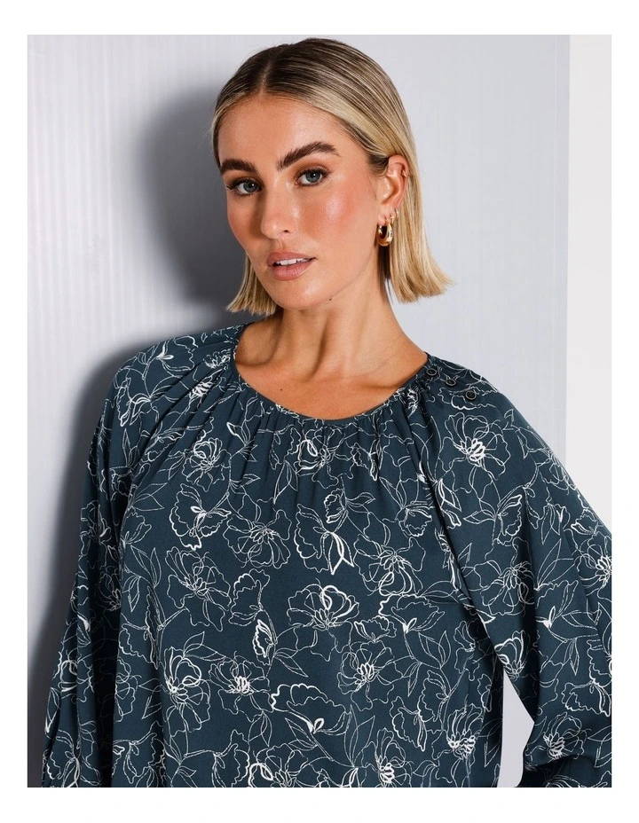 Recycled Poly Blend Gathered Neck Top in Assorted