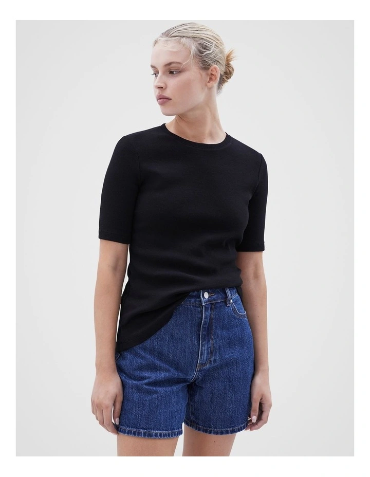 The Essential Ribbed Tee in Black